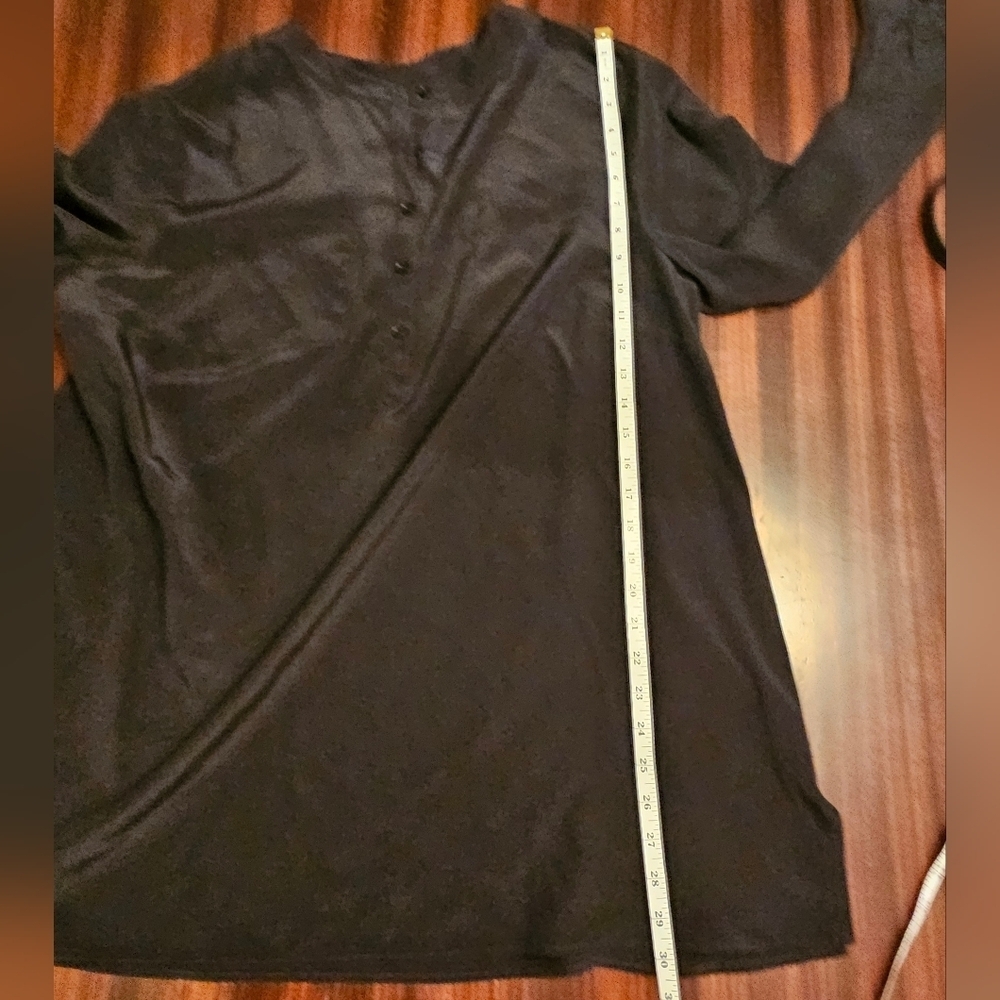 Talbots Woman Black Long Sleeve Round Neck Blouse Pockets 14W Quiet Luxury - Picture 9 of 12